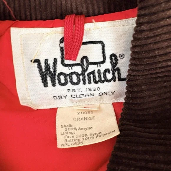VTG Woolrich Hunting Jacket Large Orange Quilted Lined Flap Pocket Field Outdoor